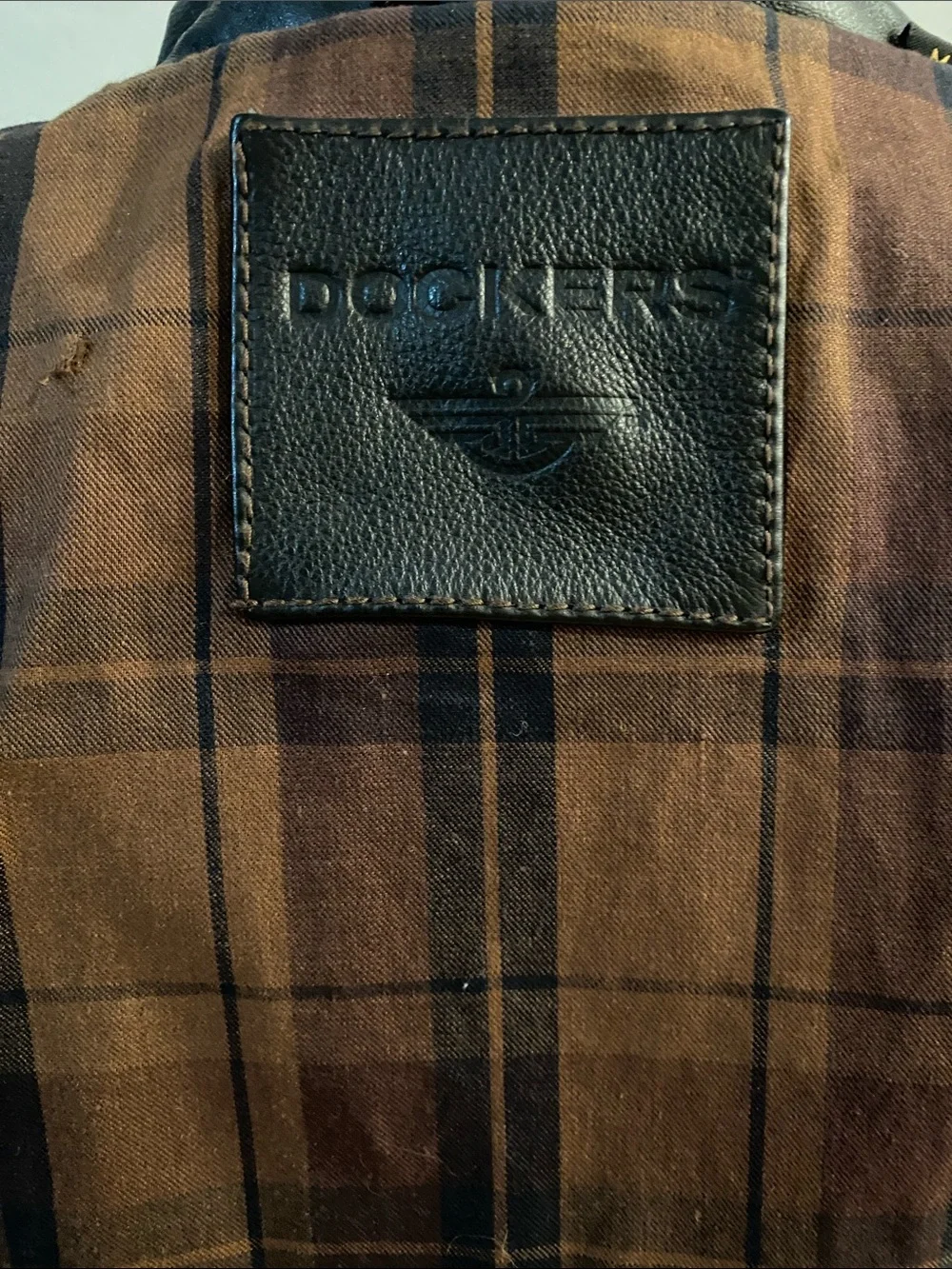 Dockers Black Leather Zip-Front Bomber Jacket